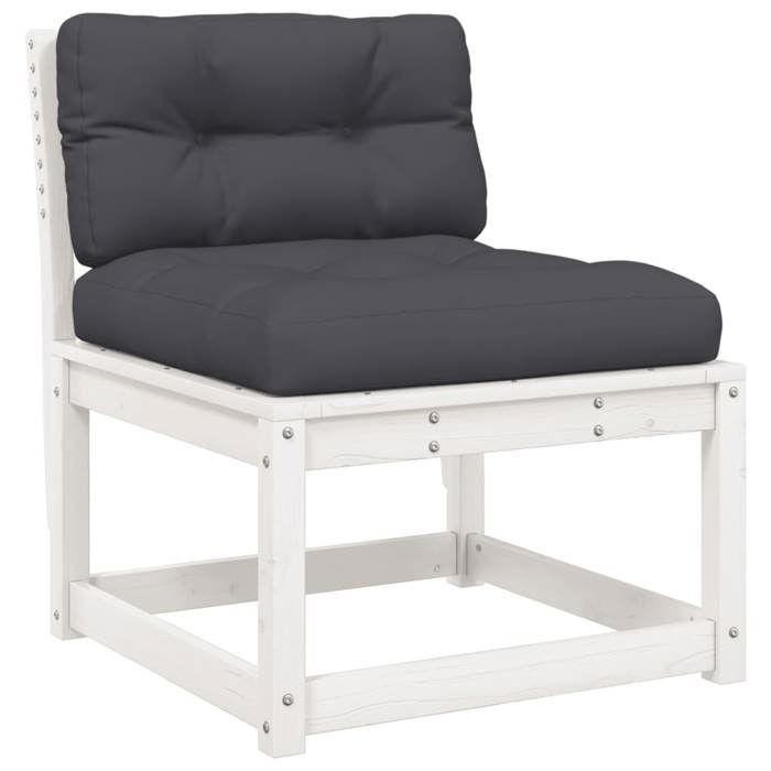 VidaXL Salon de Jardin avec Coussins 6 pcs, Sièges de Patio, Ensemble de Meubles, Mobilier de Terrasse Extérieur, Blanc Bois 3217036