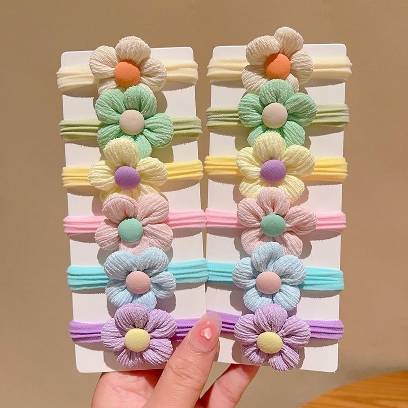 6/12 шт./набор Милые Цветочки Бантики Резиночки Эластичные Резинки для Волос Девочек Не Вредят Волосам Маленькие Резинки Дети Сладкие Резинки для Волос Аксессуары для Волос