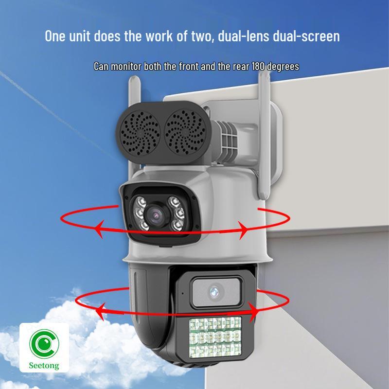 Tiandy Dual-Lens PTZ Surveillance Camera with HD Night Vision and Free Lifetime 4G Data
