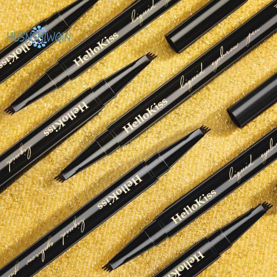 Карандаш для бровей, 1 мл, натуральный, долговечный, водонепроницаемый для макияжа глаз, не оставляющий пятен, 4-х зубчатый жидкий карандаш для бровей с микрогравировкой, поставка для девочек