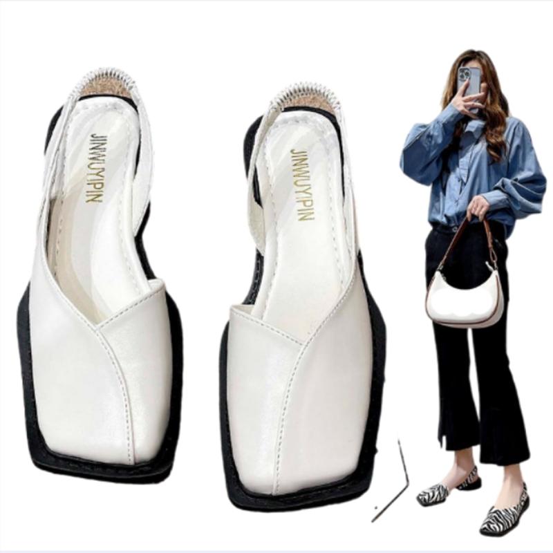 Летние плиссированные эластичные сандалии с квадратным носком, модные женские тапочки, женские сандалии с глубоким носком, женские дизайнерские сандалии