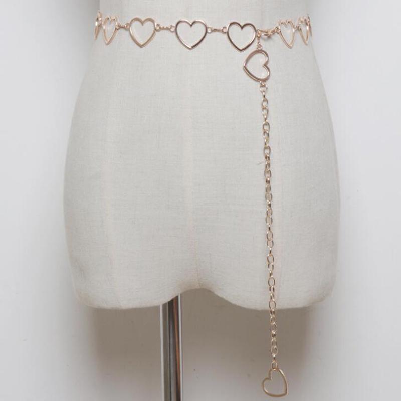Gold Metal Belt Fashion Women's Silver Waist Chain Women's Heart Chain Belt Dress Accessories