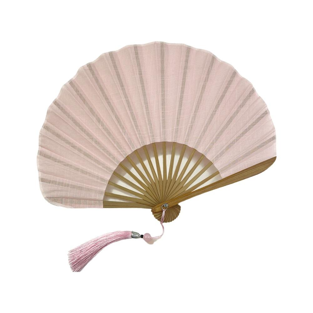 Bamboo Frame Folding Hand Fan Cotton Linen Cloth Retro Handheld Fan Dance Fan Chinese Style