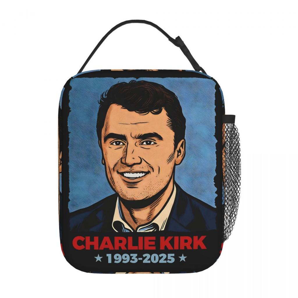 CHARLIE KIRK Insulated Lunch Bags Large RIP Lunch Container Thermal Bag Tote Lunch Box School Outdoor Food Handbags