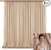2pcs 5ft X10ft Chiffon Backdrop Curtains, 2 Layer Sheer Fabric Backdrop Drapes Drapes for Bridal Shower Wedding Arch Party Decor