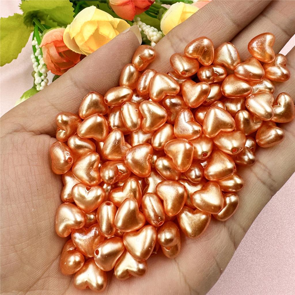 Товары для вечеринок своими руками изготовление украшений с отверстием 10,1*8,8 мм сияющее светло-персиковое сердце 100 шт. красочные креативные акриловые бусины ручной работы