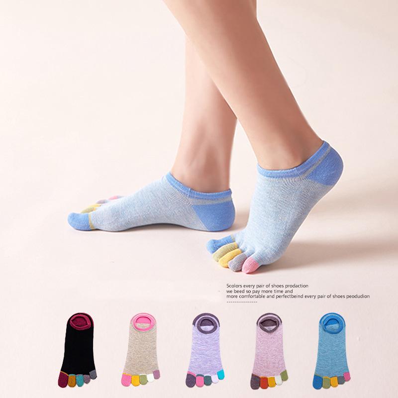 5 Pairs Toes socks No Show Pure Cotton Colorful Shallow Mouth Casual Soft Breathable,Deodorant,Invisible 5 Finger Harajuku Socks