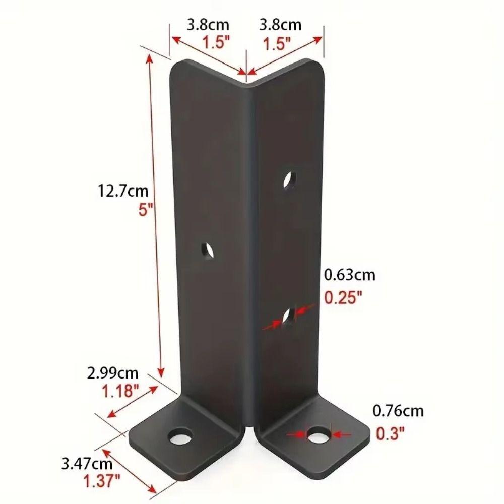 4pcs Adjustable Post Base Brackets Heavy Duty Black Fence Post Base Support Corrosion Resistant Metal Pergola Post Base Brackets
