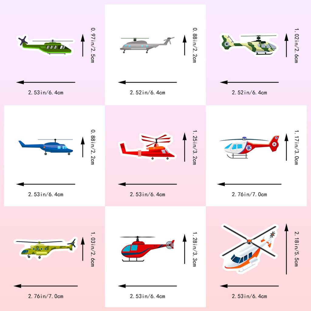 50 шт. Наклейки-вертолеты Водонепроницаемые Многоразовые Наклейки для телефона, ноутбука, багажа