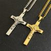 Stainless Steel Gold Color Celtic Crucifix Necklace Saint Benedict Necklace for Women Men Jewery