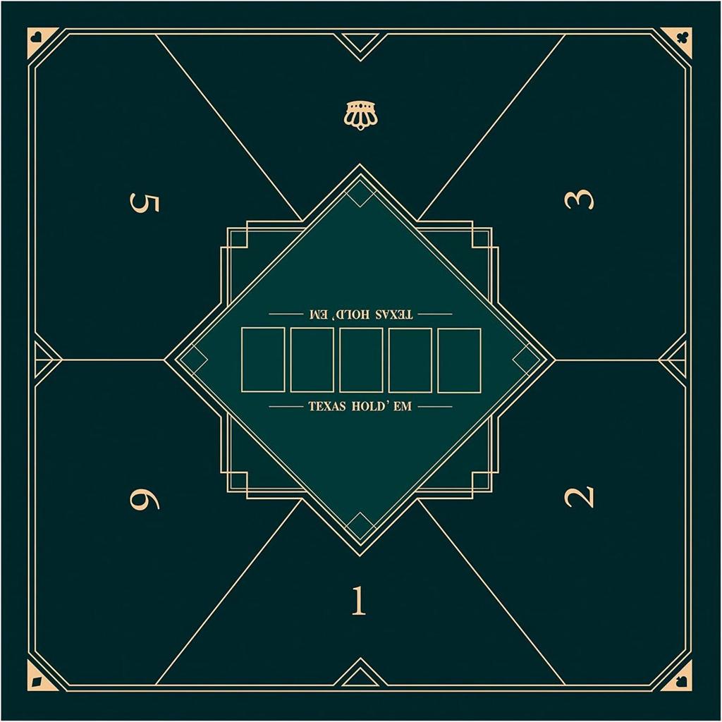 Коврик для покера Rowaica, квадратный, 80x80 см, техасский игровой коврик, настольный, для 6 игроков в холдем (зеленый)