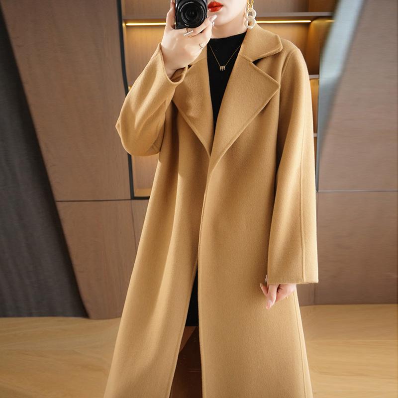 Женское пальто из 100% шерсти TIDENOVEL Осеннее шерстяное длинное пальто Ручной работы Пальто-бушлат Зимняя теплая шерстяная длинная куртка Пальто