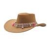 European, American and British style retro big-brimmed top hat, western style fringed decorative jazz cowboy hat, fashionable women's hat