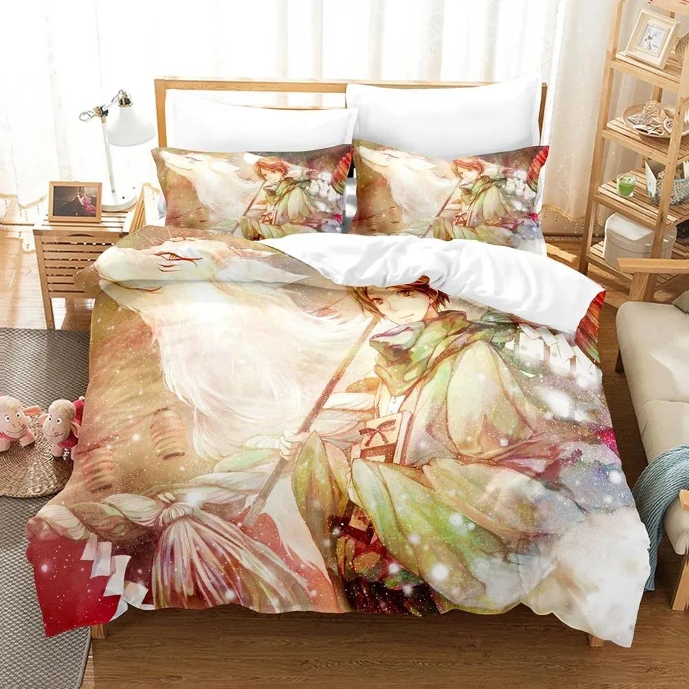 Книга друзей Нацумэ Аниме 3D Пододеяльник Постельное белье Полиэстер Наволочки Пододеяльник Домашний декор Подарок Твин King