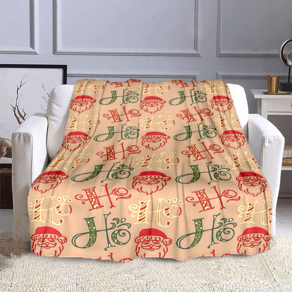 Santa Ho Ho Ho Pattern Design Patterned flannel blanket perfect for the bedroom living room, sofa, or a little nap
