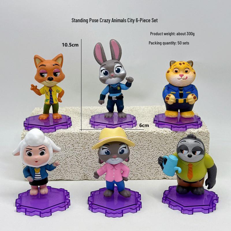 Zootopia Figurines: Sloth, Rabbit, Fox, Police Officer Dolls - 6 Styles Standing Pose Models