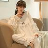 Autumn Winter Women Korean Temperament Retro Sweet Long-sleeved Cotton Pajamas Set Nordic Fashion Palace Style Princess Style Home Clothes