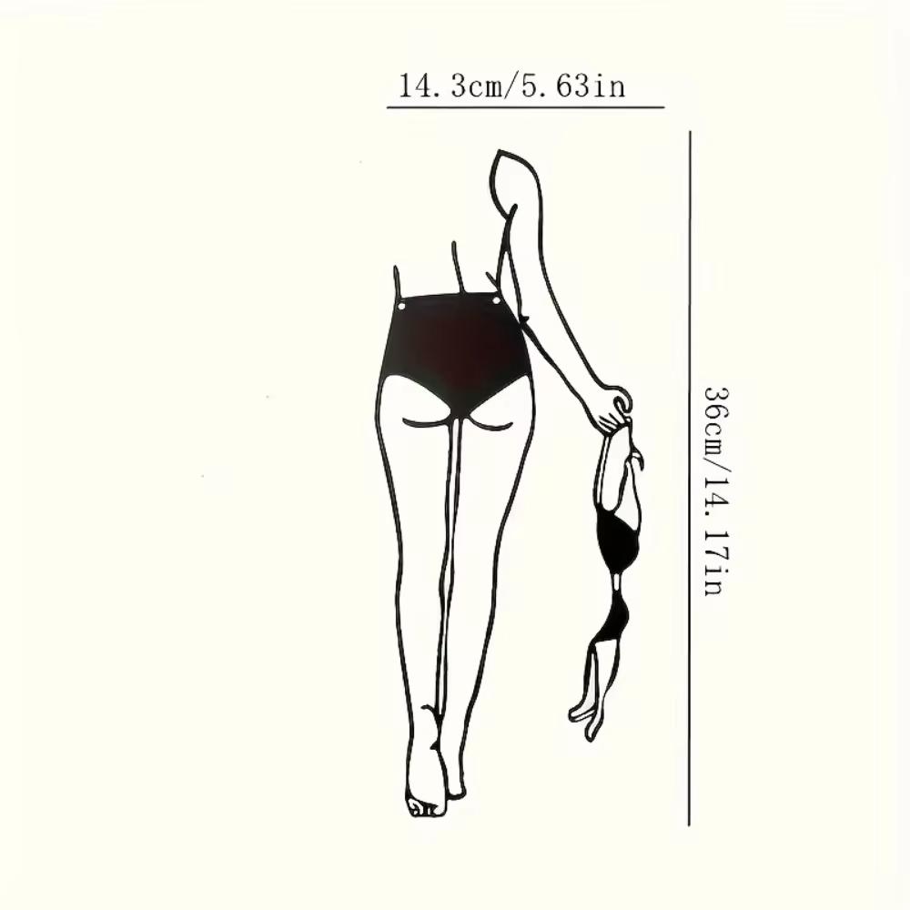 Цельное нижнее белье Скрытое металлическое настенное украшение Фреска на теле Линейное искусство Современный минималистский декор для женской ванной комнаты