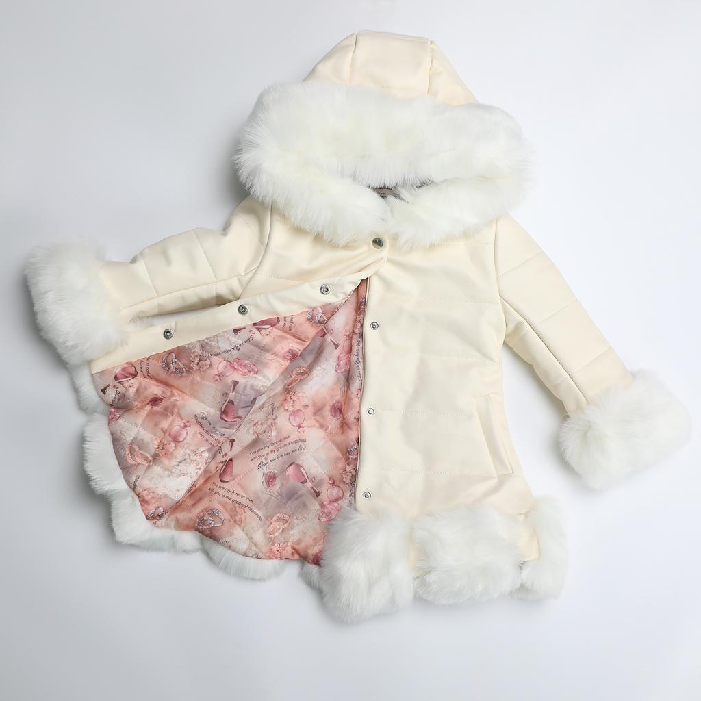 YUBAOBEI Christmas Winter Thick Warm Girls Leather Jacket Kids Soild Color Plush Stand Collar Hooded Coat