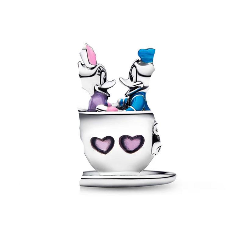 Fashion Cupronickel Bead Bracelet with Silver Beaded Heart Donut Transfer Beads Beaded Wood Spark