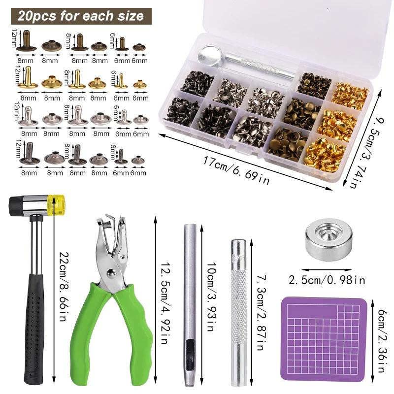 Fenrry Leather Snap Fasteners Kit Metal Button Snaps Press Studs with Installation Tools and Storage Box 480 Sets Punching Tools