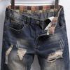 Мужские летние джинсовые шорты в стиле ретро со средней посадкой, рваные шорты с нашивками, прямые брюки с карманами, джинсовые шорты, уличная одежда