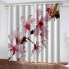 Pink Botanical Peach Tree Branch 3D Pattern Shade Curtains 2 Panel Luxury Classical Living Room Bedroom Window Decor Curtains