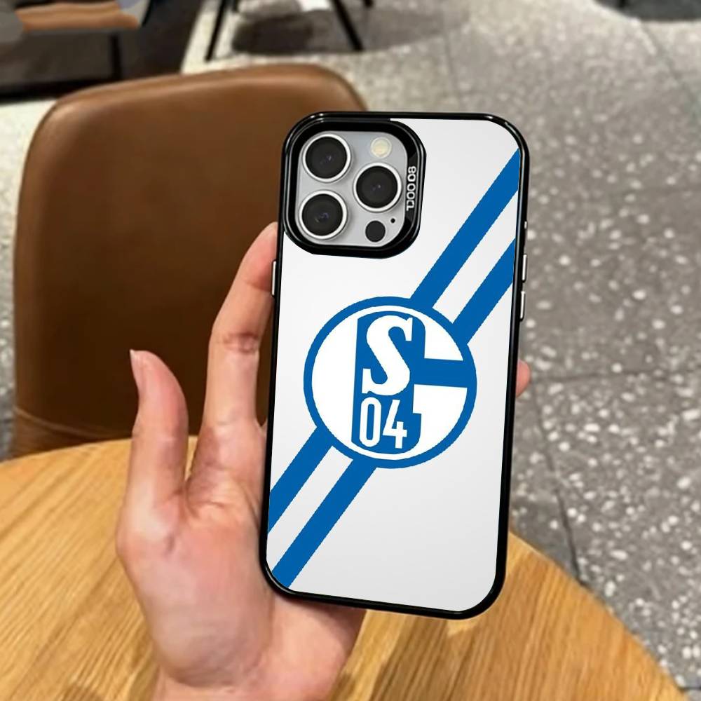 Классический S-Schalke-es 04 P-Узор Чехол для телефона для iPhone17,16,15,14,13,12,11 Plus,Pro Max Цветной Посеребренный Внутренний Чехол