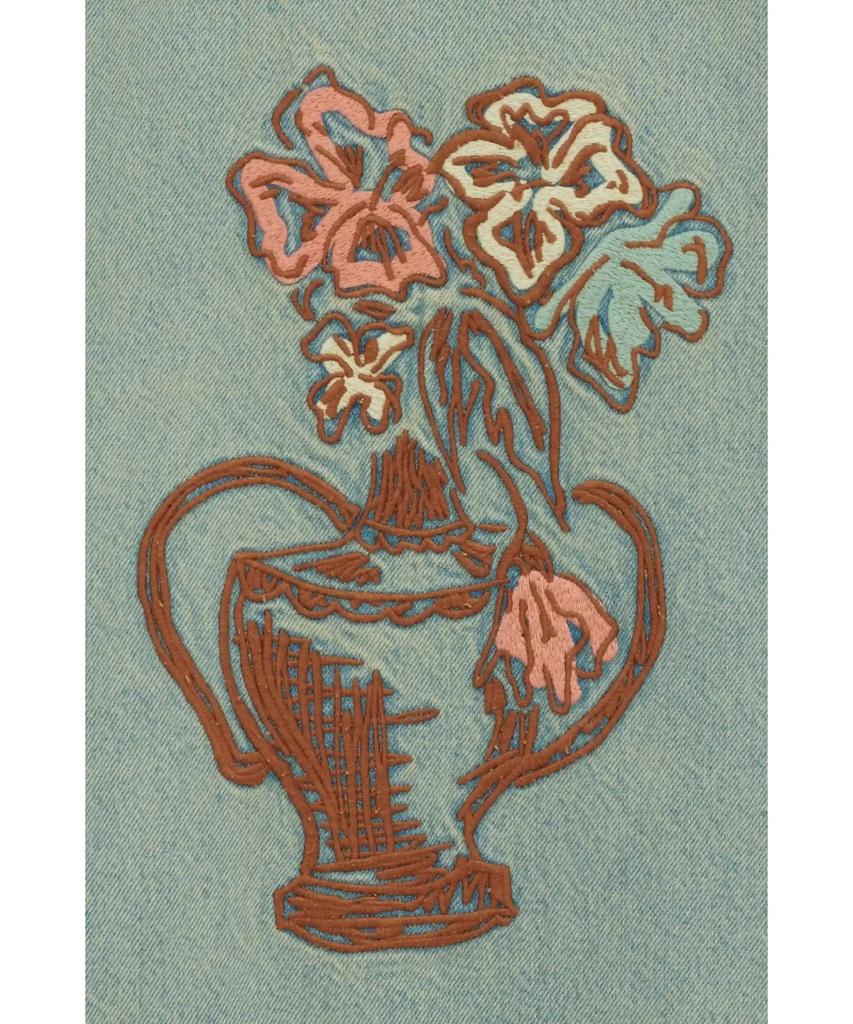 Drole De Monsieur Flower Embroidered Dusty Denim Jacket Veste Denim Dusty Brodee Fleurs D0Jmm26100Bum