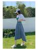 2025 Women's High Waist Slimming Midi Denim A-Line Skirt for Spring/Summer