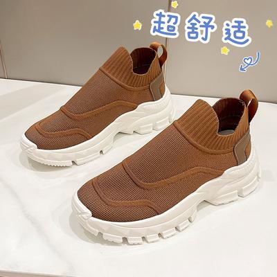 Летающая плетеная сетка дышащие одинарные туфли женские новые низкие толстоподошвенные спортивные туфли на одной педали партия