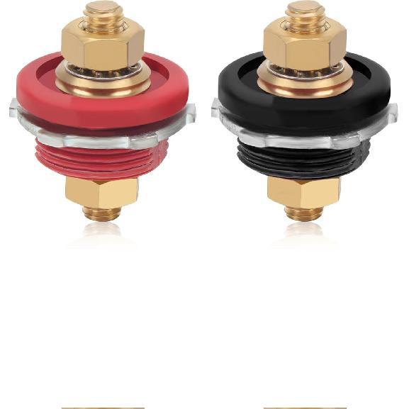 Thru Panel Battery Terminal Connector Premium High Current, 2 Pcs 3/8in Thru Panel Battery 250A Positive Negative Junction Stud Post for Cars RVs