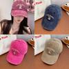 Vintage Bear Denim Baseball Cap For Women Stylish Distressed Soft Top Hat