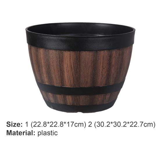 Горшок для растений в форме бочки для виски, домашний декор, пластиковый внутренний и открытый двор, патио, цветочный горшок для сада