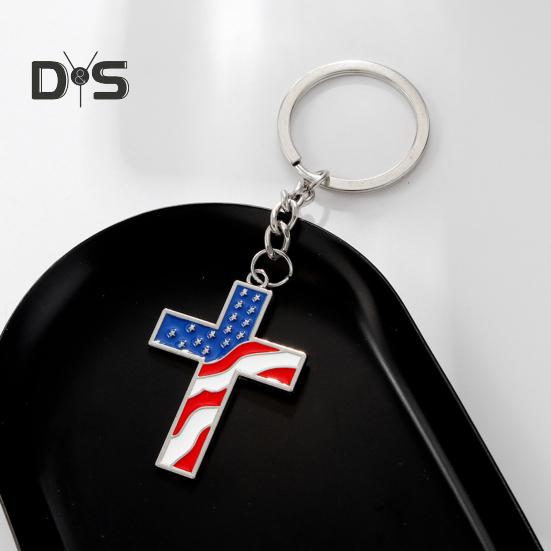 1/4 шт. Сохраните Америку великой снова, брелок в форме креста Богини с узором флага США, металлический брелок для политических энтузиастов
