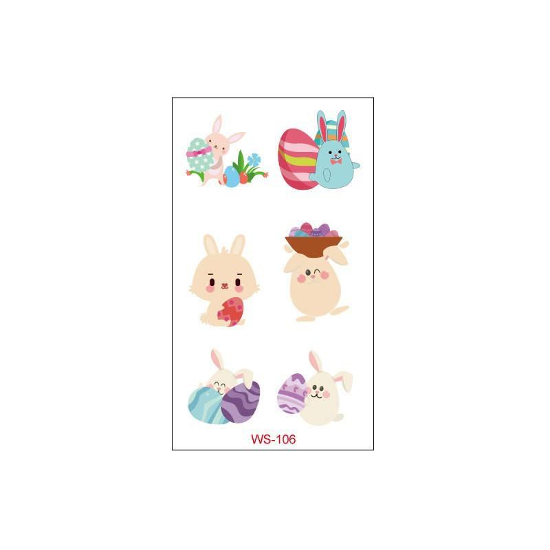 New Children's Easter Tattoo Stickers Cartoon Rabbit Egg DIY Decoration Waterproof Holiday Gift