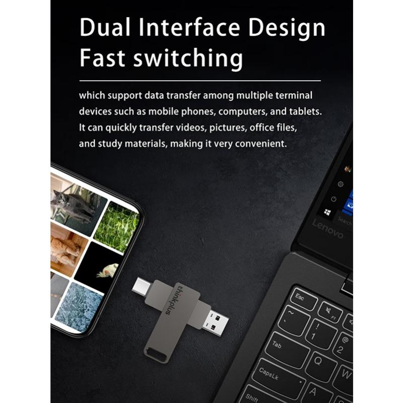 Флэш-накопитель Lenovo-USB Type-C Dual USB A Plus USB C OTG для Android-смартфонов, планшетов и ноутбуков 2-в-1 MU110