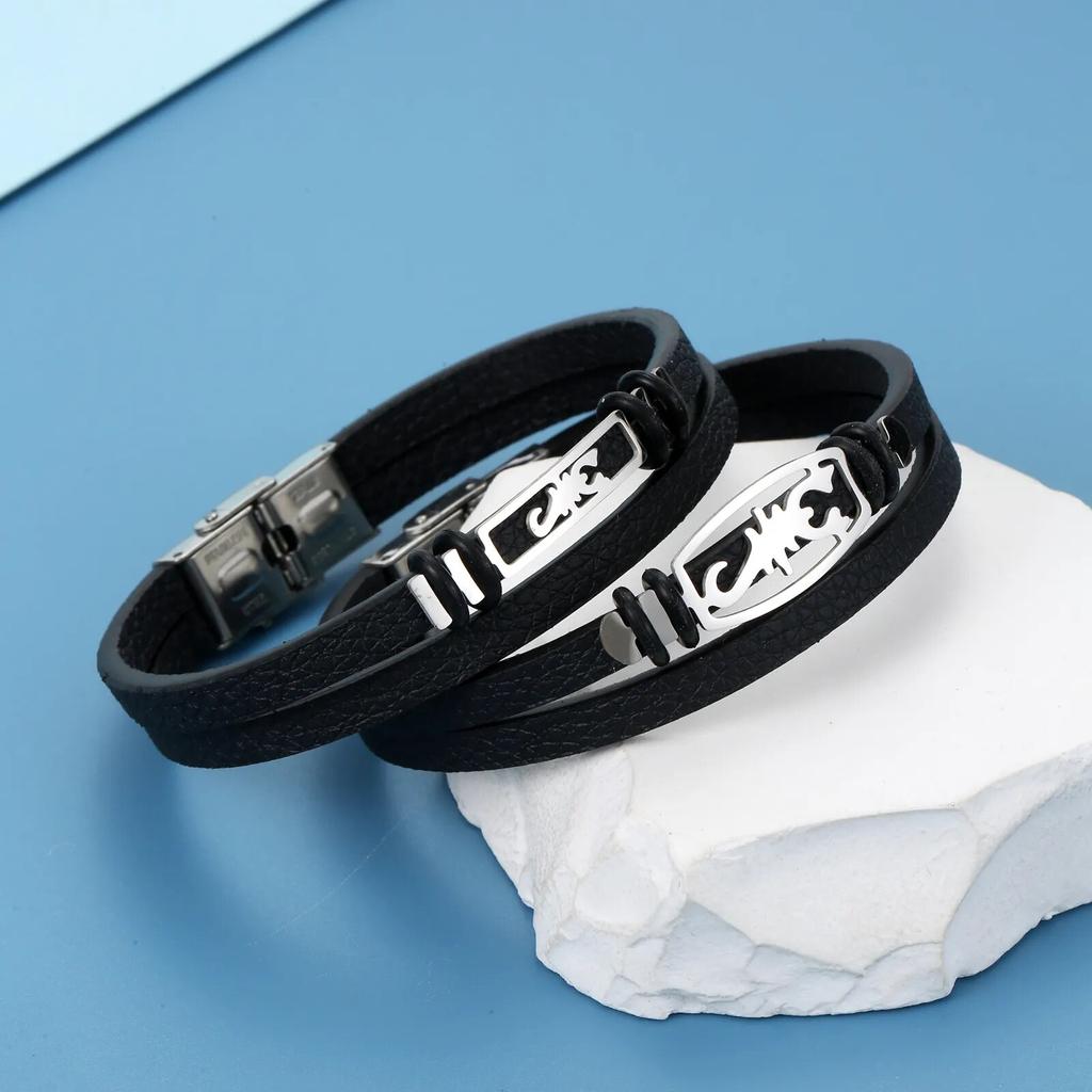 Очаровательные ювелирные изделия из нержавеющей стали, кожаный браслет Скорпион для мужчин