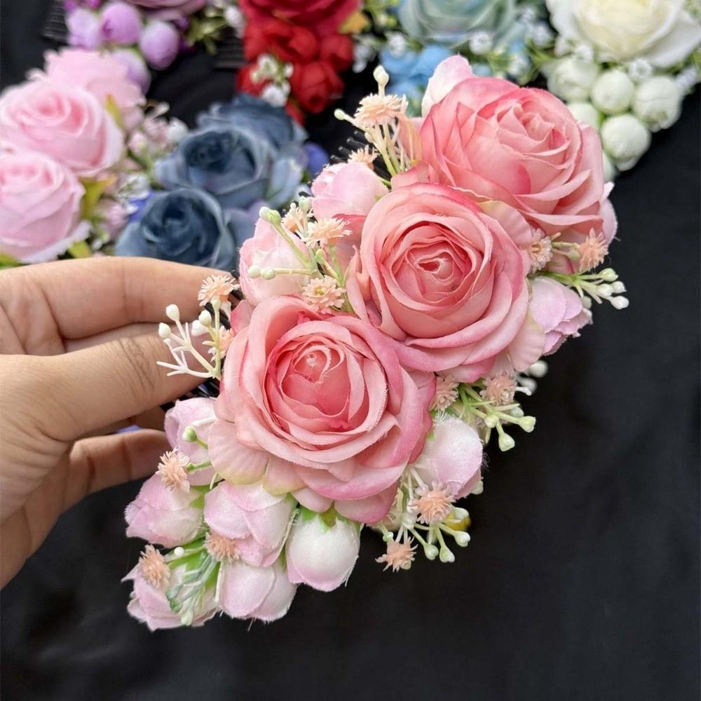 Thai Style Flowers Hairpin Sweet Chignon Hair Clips Rose Hair Comb Water Splashing Festival