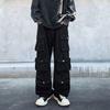 Men Cargo Pants Street Style Loose Multi Pockets American Retro Trousers Solid
