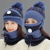 Autumn and Winter Woolen Hat Set Ladies Warm Plus Velvet Knitted Woolen Hat Bib Two-piece Woolen Hat