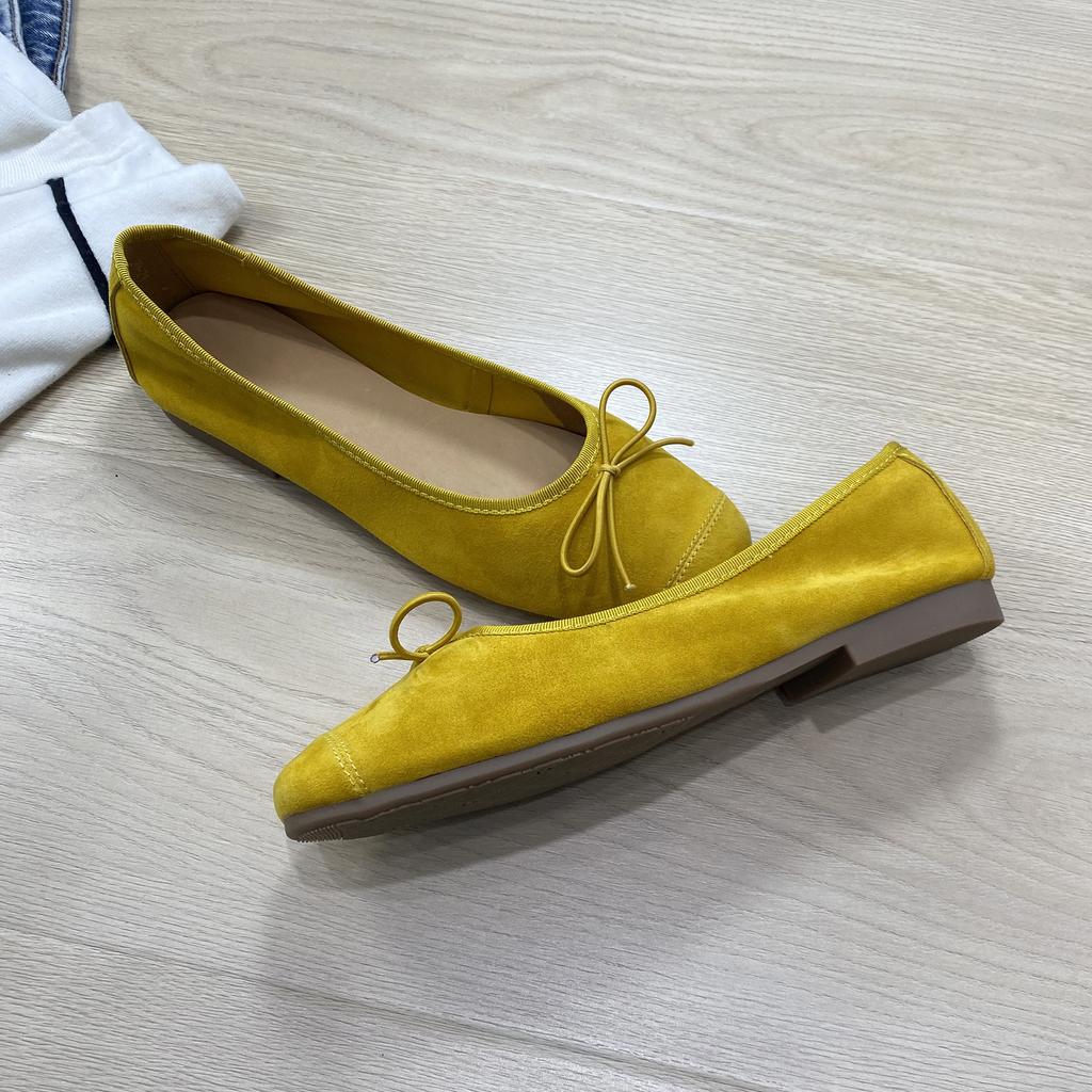 European Bow Shallow Mouth Single Shoes Women's 2025 Spring New Flat Grandma Shoes with Skirts Evening Shoes Tide