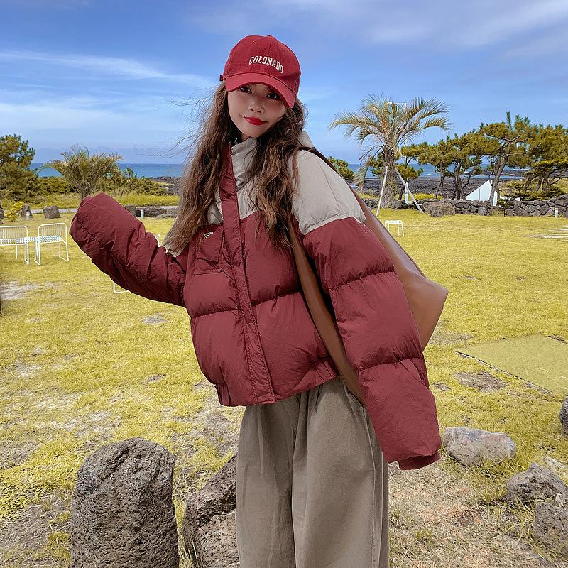 Cotton Suit for Women Short Small New Contrasting Large Size Bread Suit Winter Hooded Cotton Coat Loose Jacket