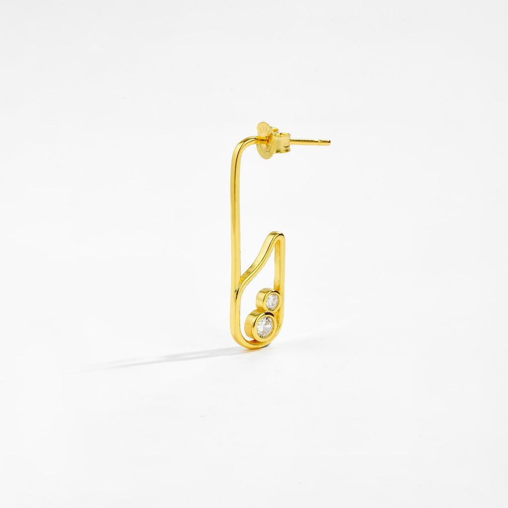 ANDYWEN Серьги-пусеты из стерлингового серебра 925 пробы с позолотой 18 карат Женские серьги Серьги в форме ноты Помолвочные изящные украшения