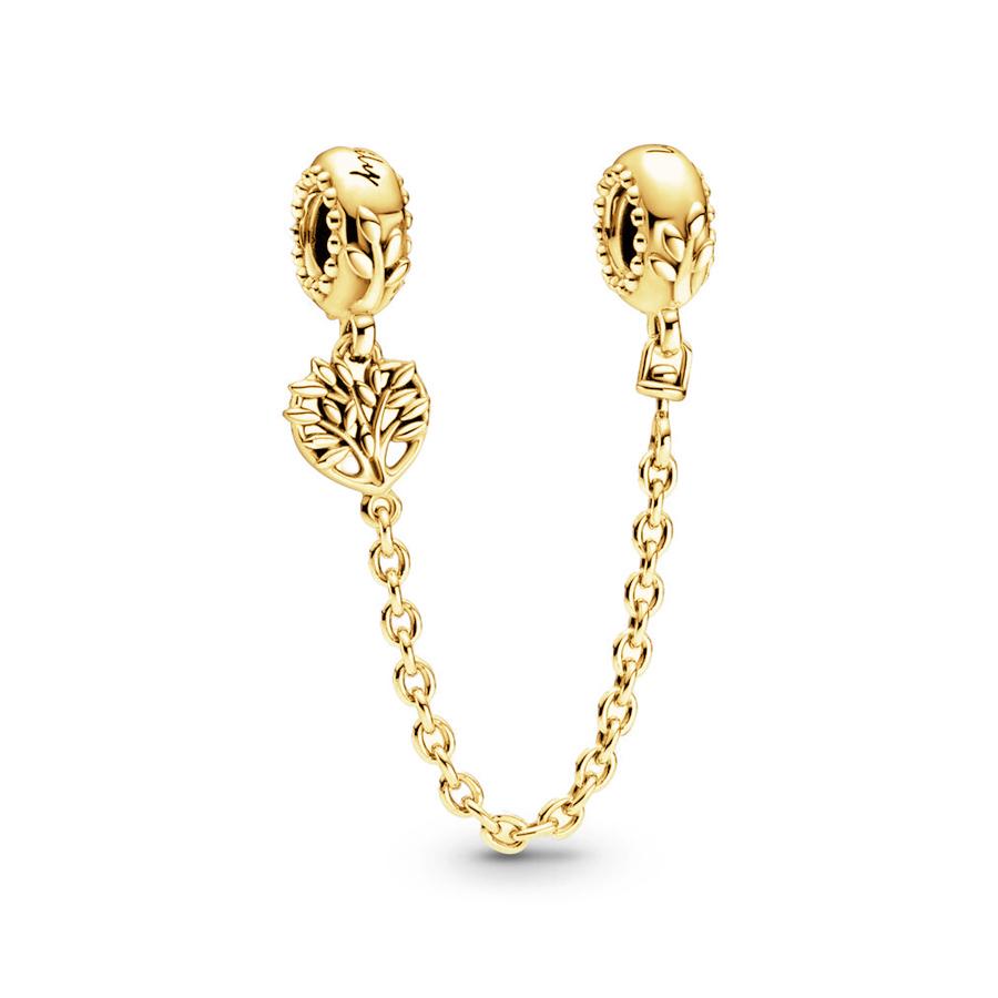 Sparking Gold Heart Clip Family Tree Dangle Charm Beads Fit Snake Silver Bracelet Necklace Beads For Diy Jewelry Women Gift