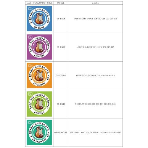 GID STRINGS Series Electric Guitar Strings, 08-38 Extra Light Gauge, GS-EG08