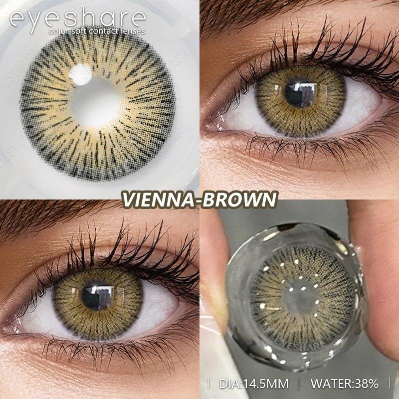 AMARA 1Pair Colored Contact Lenses for Eyes Brown Pupis Gray Eye Lenses Yearly Fashion Lenses Cosmetic Eye Contacts