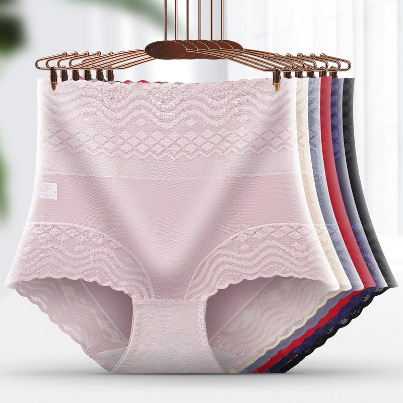 Lace Underwear for Women High Waist Body Shaping Antibacterial Cotton Crotch Plus Size Beautiful Sexy Triangle Panties