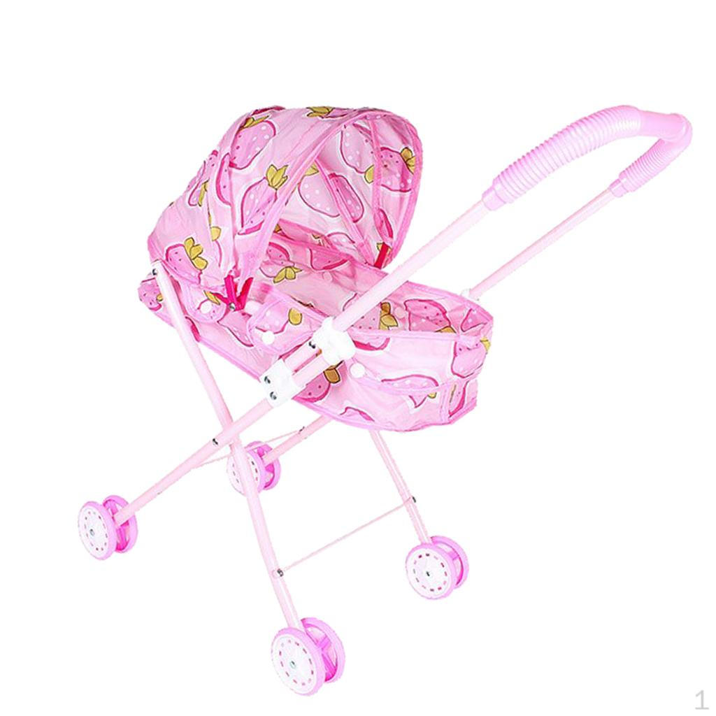 Mini Push Cart Dolls Trolley Furniture Baby Pushchair Kids Pretend Play Toy