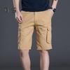Men Shorts with Reinforced Multiple Pockets Mid-rise Button Zipper Fly Loose Fit Summer Sport Shorts Daily Wear